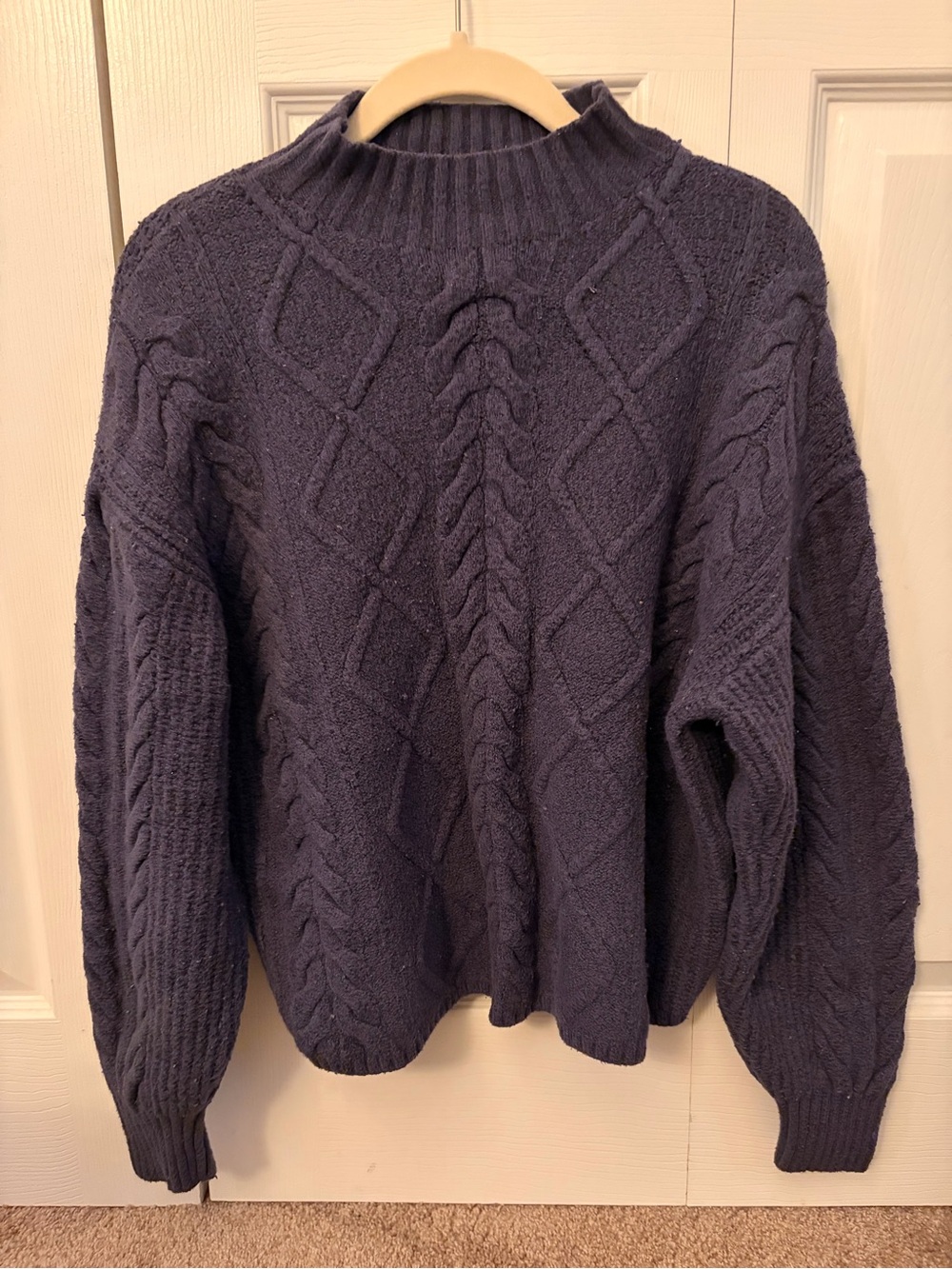 Old Navy Navy Cable Knit Mock-neck Sweater